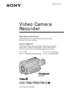Sony CCD TR 86 E manual. Camera Instructions.